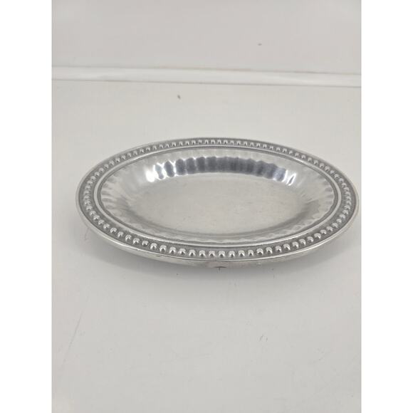 Pewter Decorative Plate w/ Beaded Rim – 8″ Round Accent Dish - Picture 1 of 3